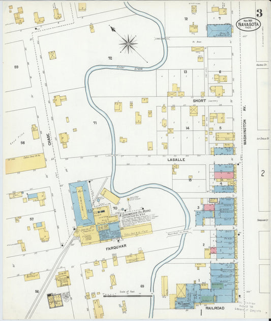 Sanborn Fire Insurance Map from Navasota, Grimes County, Texas (1901), Sheet #0003 - Historic Sanborn Fire Insurance Map Print, vintage old map wall art, antique decor, genealogy gift, Texas Texas map
