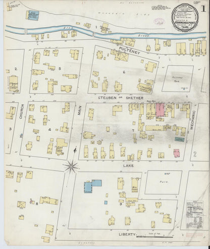 Sanborn Fire Insurance Map from Hammondsport, Steuben County, New York (1893), Sheet #0001 - Complete Map Set gallery image, historic Sanborn map, vintage wall art, New York New York