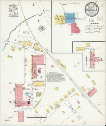 Sanborn Fire Insurance Map from Edgefield, Edgefield County, South Carolina (1904), Sheet #0001 - Complete Map Set gallery image, historic Sanborn map, vintage wall art, South Carolina South Carolina