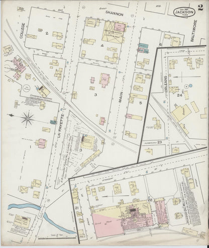 Sanborn Fire Insurance Map from Jackson, Madison County, Tennessee (1887), Sheet #0002 - Complete Map Set gallery image, historic Sanborn map, vintage wall art, Tennessee Tennessee