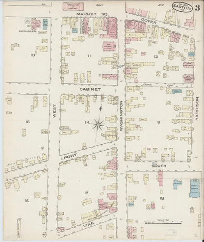 Sanborn Fire Insurance Map from Easton, Talbot County, Maryland (1885), Sheet #0003 - Complete Map Set gallery image, historic Sanborn map, vintage wall art, Maryland Maryland