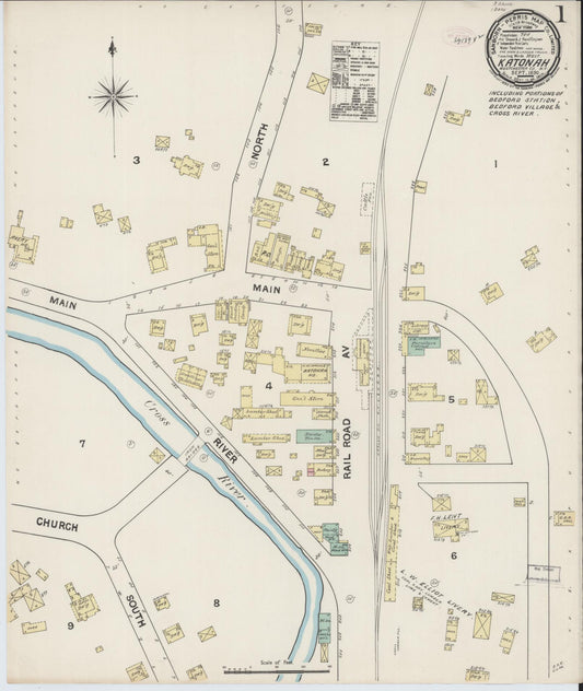 Sanborn Fire Insurance Map from Katonah, Westchester County, New York (1890), Sheet #0001 - Complete Map Set gallery image, historic Sanborn map, vintage wall art, New York New York