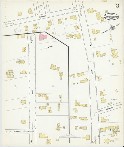 Sanborn Fire Insurance Map from Shrewsbury, Worcester County, Massachusetts (1917), Sheet #0003 - Historic Sanborn Fire Insurance Map Print, vintage old map wall art, antique decor, genealogy gift, Massachusetts Massachusetts map