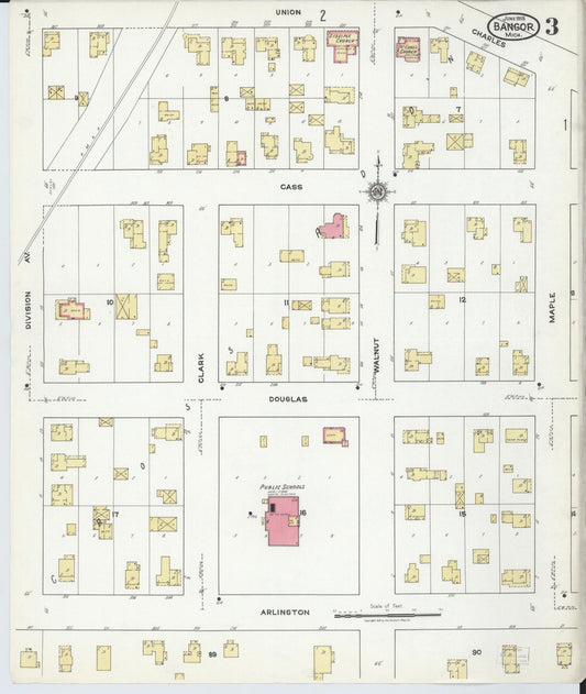 Sanborn Fire Insurance Map from Bangor, Van Buren County, Michigan (1918), Sheet #0003 - Historic Sanborn Fire Insurance Map Print, vintage old map wall art, antique decor, genealogy gift, Michigan Michigan map