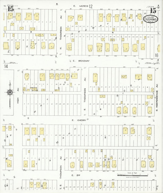 Sanborn Fire Insurance Map from Cushing, Payne County, Oklahoma (1924), Sheet #0015 - Historic Sanborn Fire Insurance Map Print, vintage old map wall art, antique decor, genealogy gift, Oklahoma Oklahoma map