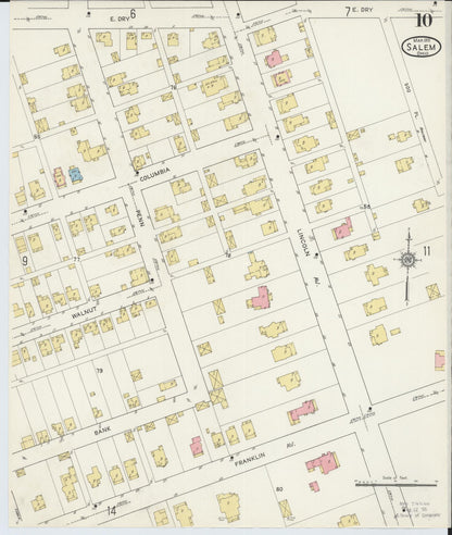 Sanborn Fire Insurance Map from Salem, Columbiana County, Ohio (1915), Sheet #0010 - Complete Map Set gallery image, historic Sanborn map, vintage wall art, Ohio Ohio