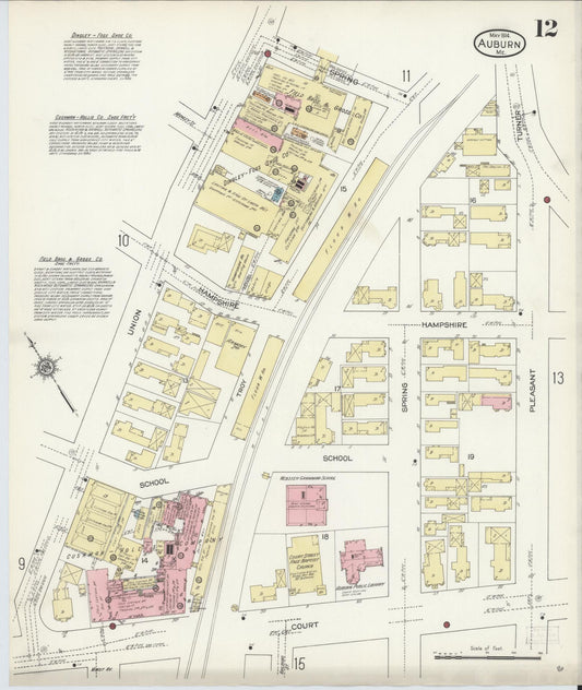 Sanborn Fire Insurance Map from Auburn, Androscoggin County, Maine (1914), Sheet #0012 - Historic Sanborn Fire Insurance Map Print, vintage old map wall art, antique decor, genealogy gift, Maine Maine map