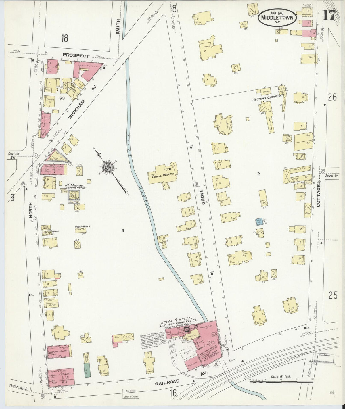 Sanborn Fire Insurance Map from Middletown, Orange County, New York (1910), Sheet #0017 - Complete Map Set gallery image, historic Sanborn map, vintage wall art, New York New York