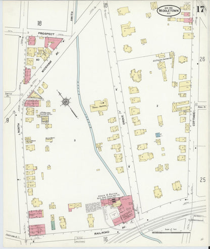 Sanborn Fire Insurance Map from Middletown, Orange County, New York (1910), Sheet #0017 - Complete Map Set gallery image, historic Sanborn map, vintage wall art, New York New York