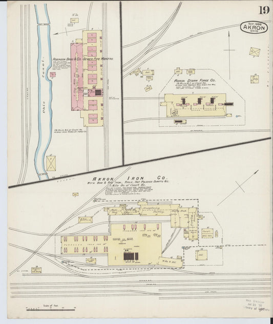 Sanborn Fire Insurance Map from Akron, Summit County, Ohio (1886), Sheet #0019 - Historic Sanborn Fire Insurance Map Print, vintage old map wall art, antique decor, genealogy gift, Ohio Ohio map