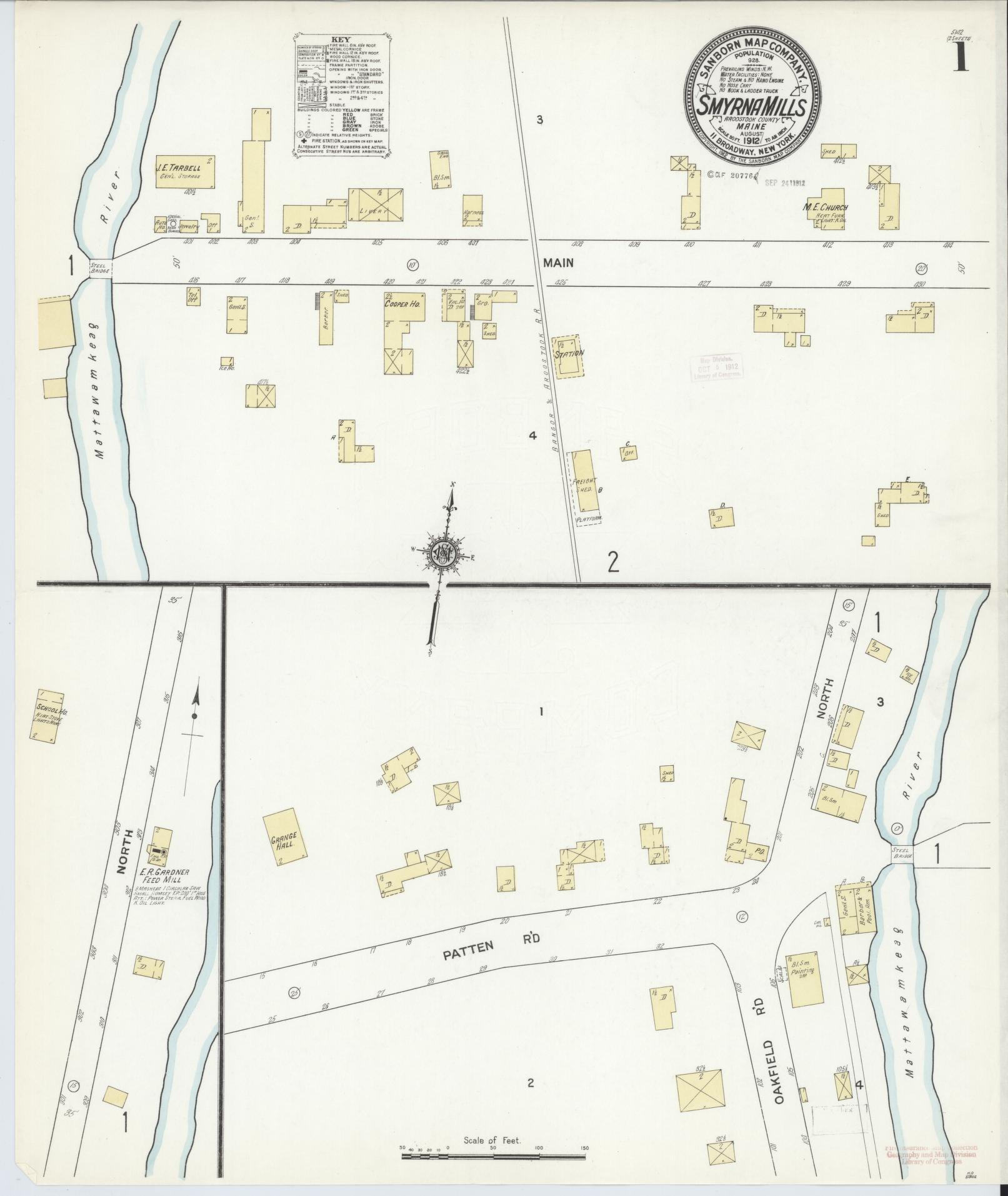Sanborn Fire Insurance Map from Smyrna Mills, Aroostook County, Maine. (1912) – Historic Sanborn Fire Insurance Map Print
