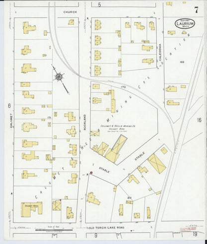 Sanborn Fire Insurance Map from Laurium, Houghton County, Michigan (1917), Sheet #0007 - Complete Map Set gallery image, historic Sanborn map, vintage wall art, Michigan Michigan