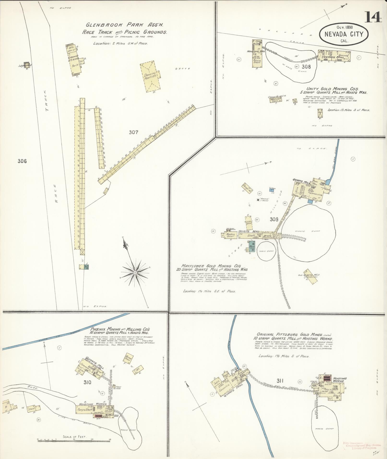 Sanborn Fire Insurance Map from Nevada City, Nevada County, California (1898), Sheet #0014 - Complete Map Set gallery image, historic Sanborn map, vintage wall art, California California