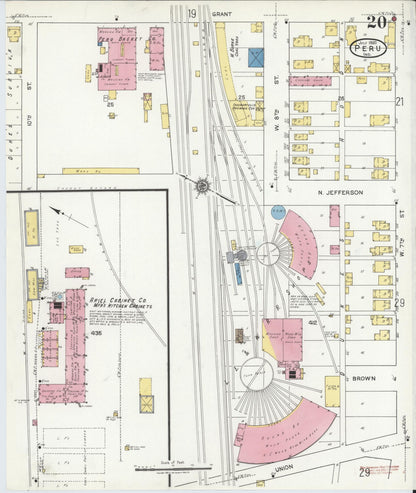Sanborn Fire Insurance Map from Peru, Miami County, Indiana (1920), Sheet #0020 - Historic Sanborn Fire Insurance Map Print, vintage old map wall art, antique decor, genealogy gift, Indiana Indiana map