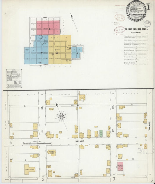 Sanborn Fire Insurance Map from McConnellsburgh, Fulton County, Pennsylvania (1899), Sheet #0001 - Historic Sanborn Fire Insurance Map Print, vintage old map wall art, antique decor, genealogy gift, Pennsylvania Pennsylvania map