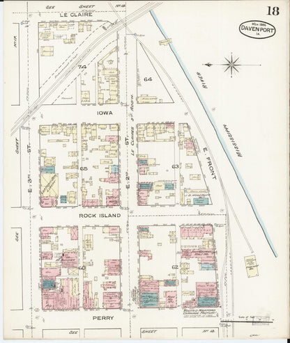 Sanborn Fire Insurance Map from Davenport, Scott County, Iowa (1886), Sheet #0018 - Historic Sanborn Fire Insurance Map Print