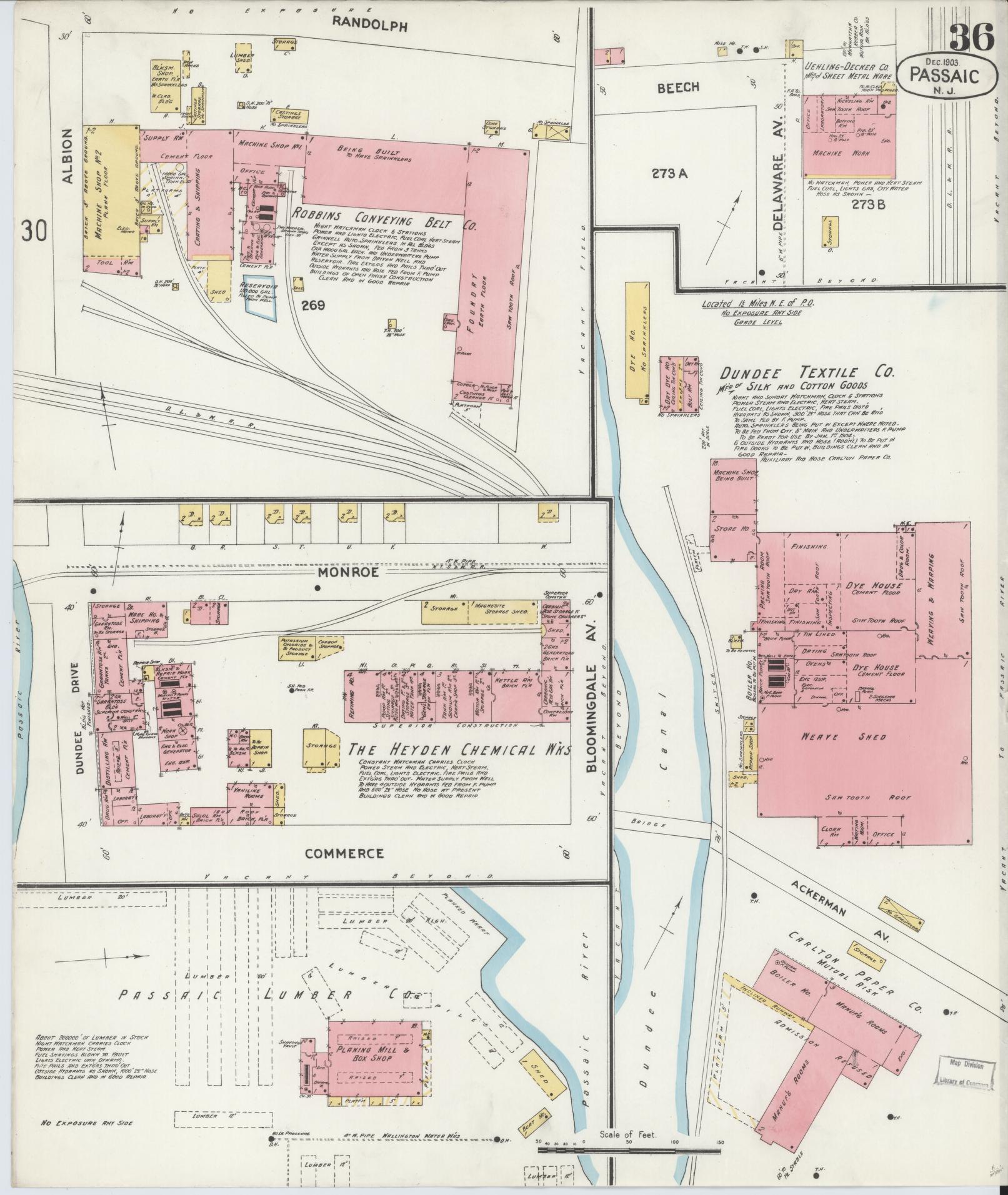 Sanborn Fire Insurance Map from Passaic, Passaic County, New Jersey (1903), Sheet #0036 - Complete Map Set gallery image, historic Sanborn map, vintage wall art, New Jersey New Jersey