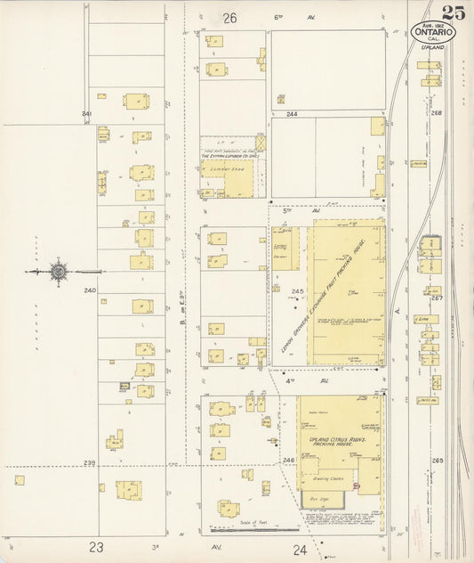 Sanborn Fire Insurance Map from Ontario, San Bernardino County, California (1912), Sheet #0025 - Historic Sanborn Fire Insurance Map Print, vintage old map wall art, antique decor, genealogy gift, California California map