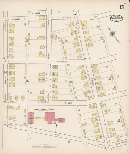 Sanborn Fire Insurance Map from Frostburg, Allegany County, Maryland (1922), Sheet #0015 - Complete Map Set gallery image, historic Sanborn map, vintage wall art, Maryland Maryland