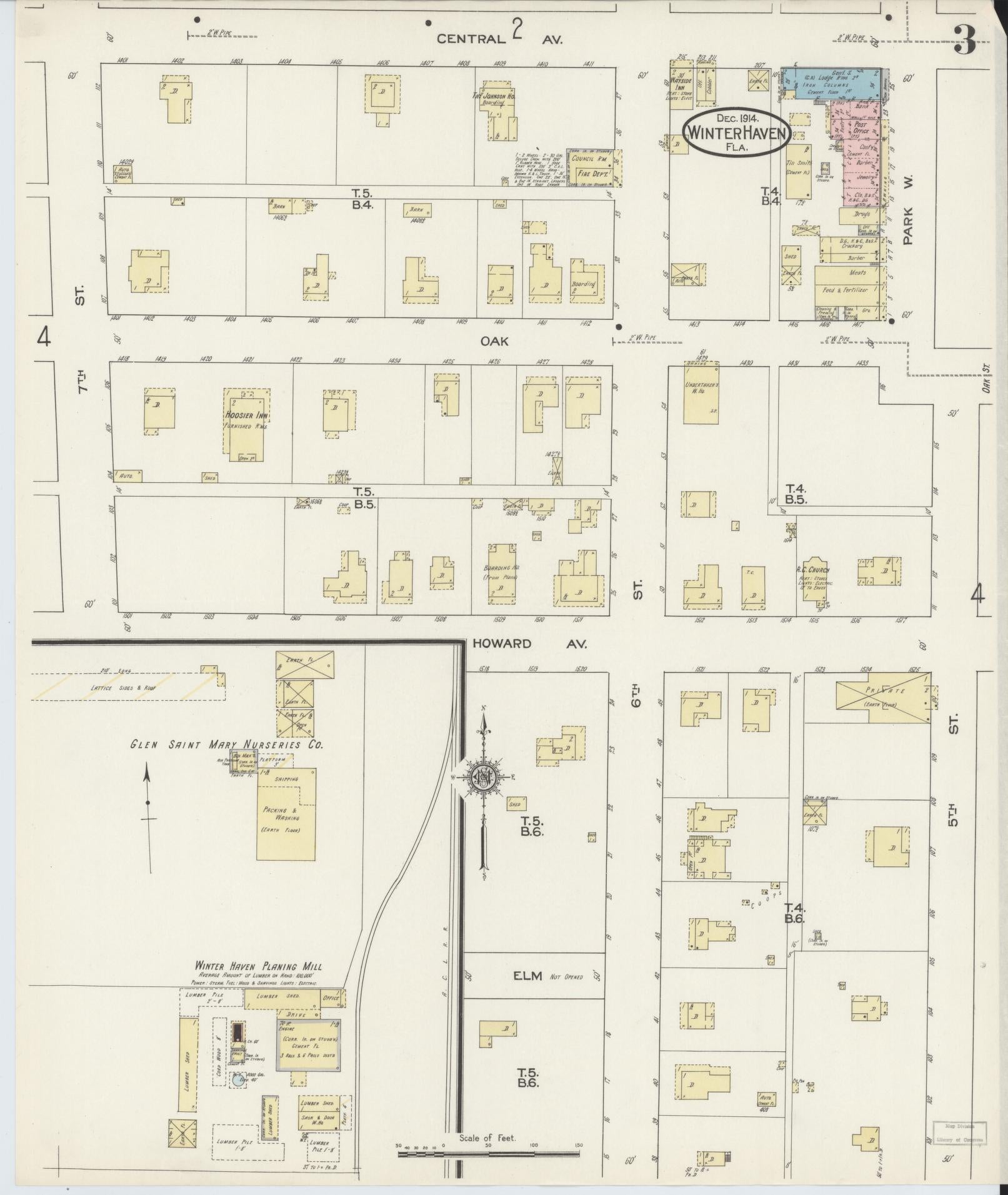 Sanborn Fire Insurance Map from Winter Haven, Polk County, Florida (1914), Sheet #0003 - Historic Sanborn Fire Insurance Map Print, vintage old map wall art, antique decor, genealogy gift, Florida Florida map