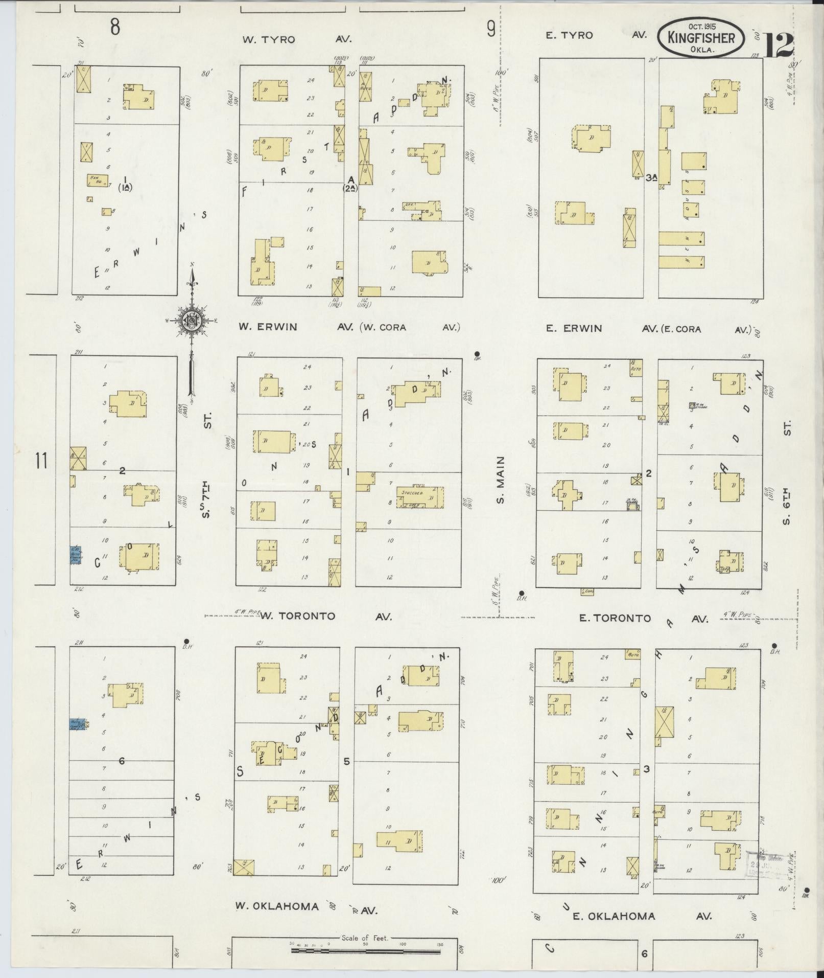 Sanborn Fire Insurance Map from Kingfisher, Kingfisher County, Oklahoma (1915), Sheet #0012 - Complete Map Set gallery image, historic Sanborn map, vintage wall art, Oklahoma Oklahoma