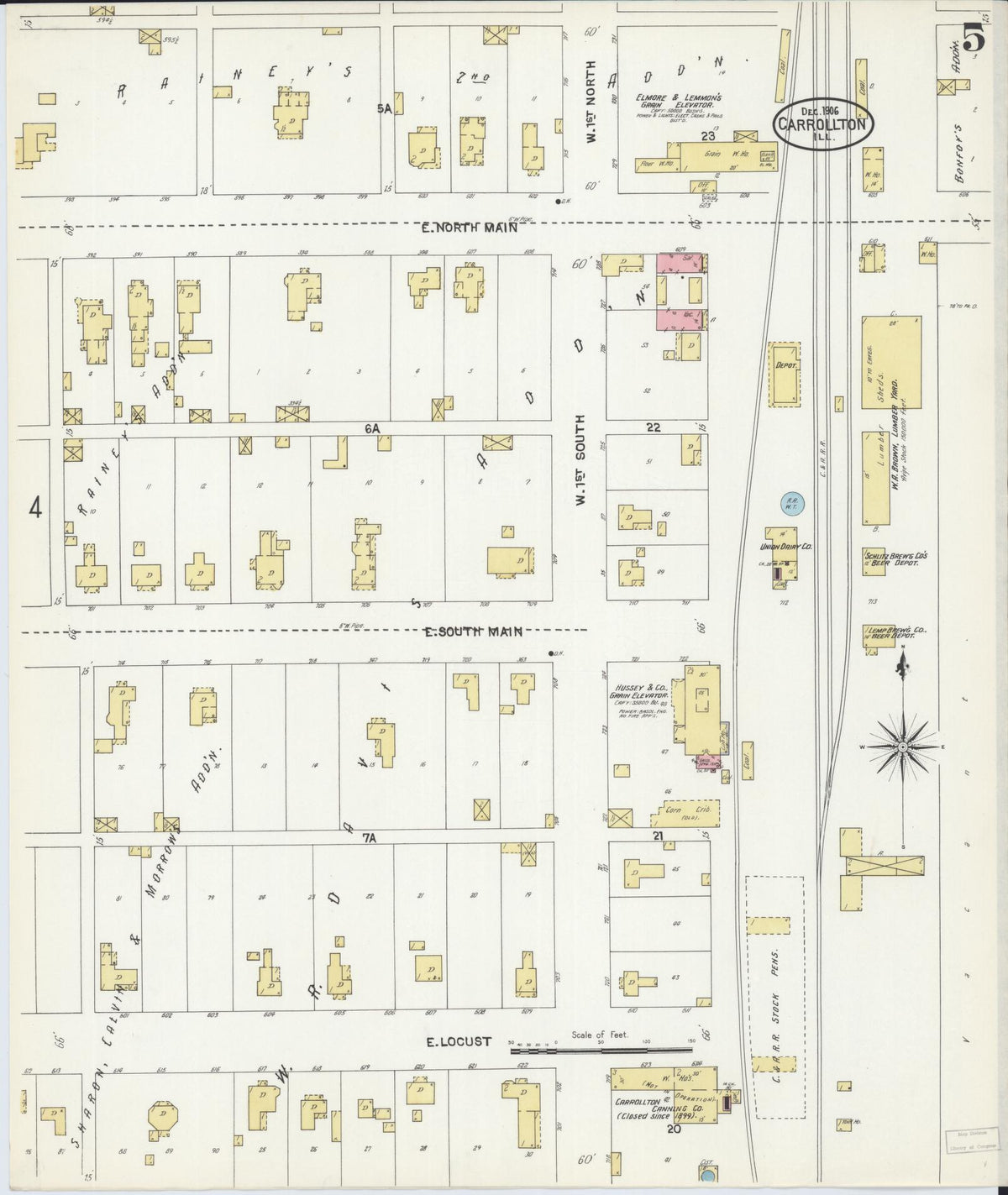 Sanborn Fire Insurance Map from Carrollton, Greene County, Illinois (1906), Sheet #0005 - Historic Sanborn Fire Insurance Map Print, vintage old map wall art, antique decor, genealogy gift, Illinois Illinois map