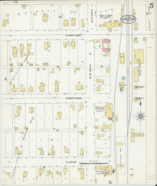 Sanborn Fire Insurance Map from Carrollton, Greene County, Illinois (1906), Sheet #0005 - Historic Sanborn Fire Insurance Map Print, vintage old map wall art, antique decor, genealogy gift, Illinois Illinois map
