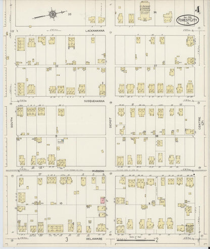 Sanborn Fire Insurance Map from Forest City, Susquehanna County, Pennsylvania (1914), Sheet #0004 - Complete Map Set gallery image, historic Sanborn map, vintage wall art, Pennsylvania Pennsylvania