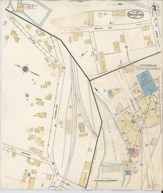 Sanborn Fire Insurance Map from Groveton, Coos County, New Hampshire (1939), Sheet #0004 - Historic Sanborn Fire Insurance Map Print, vintage old map wall art, antique decor, genealogy gift, New Hampshire New Hampshire map
