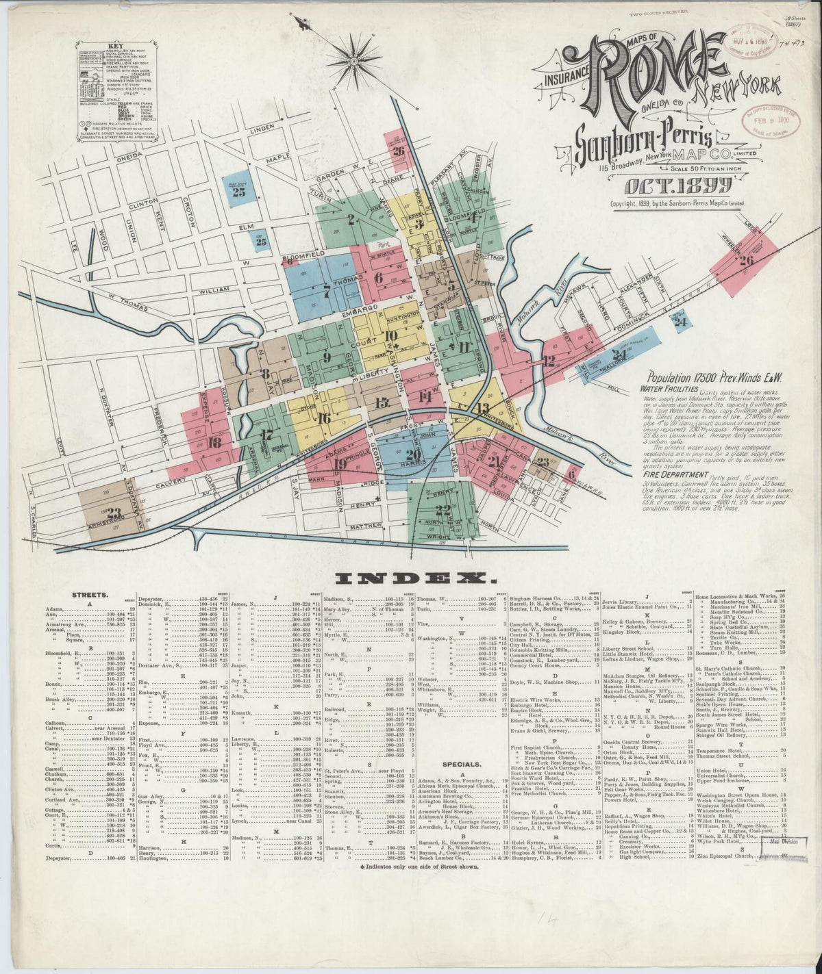 Sanborn Fire Insurance Map from Rome, Oneida County, New York (1899), Sheet #0001 - Complete Map Set gallery image, historic Sanborn map, vintage wall art, New York New York