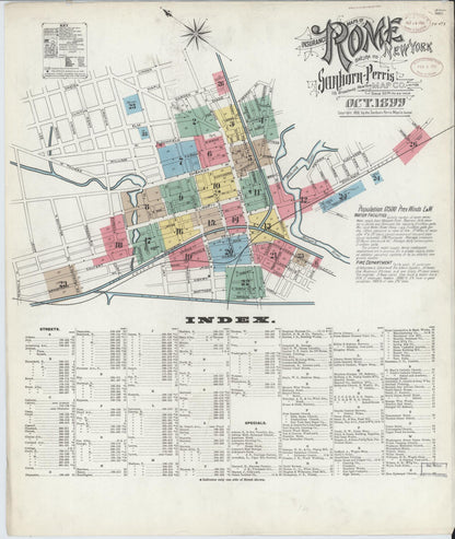 Sanborn Fire Insurance Map from Rome, Oneida County, New York (1899), Sheet #0001 - Complete Map Set gallery image, historic Sanborn map, vintage wall art, New York New York
