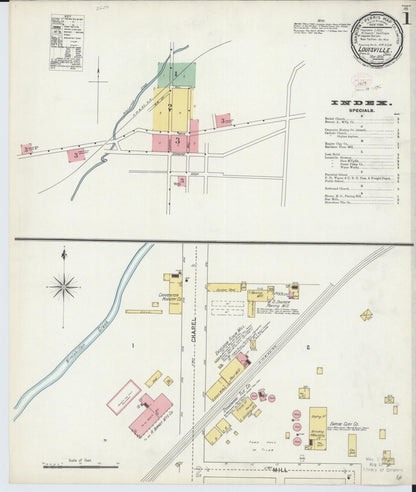 Sanborn Fire Insurance Map from Louisville, Stark County, Ohio (1895), Sheet #0001 - Historic Sanborn Fire Insurance Map Print, vintage old map wall art, antique decor, genealogy gift, Ohio Ohio map
