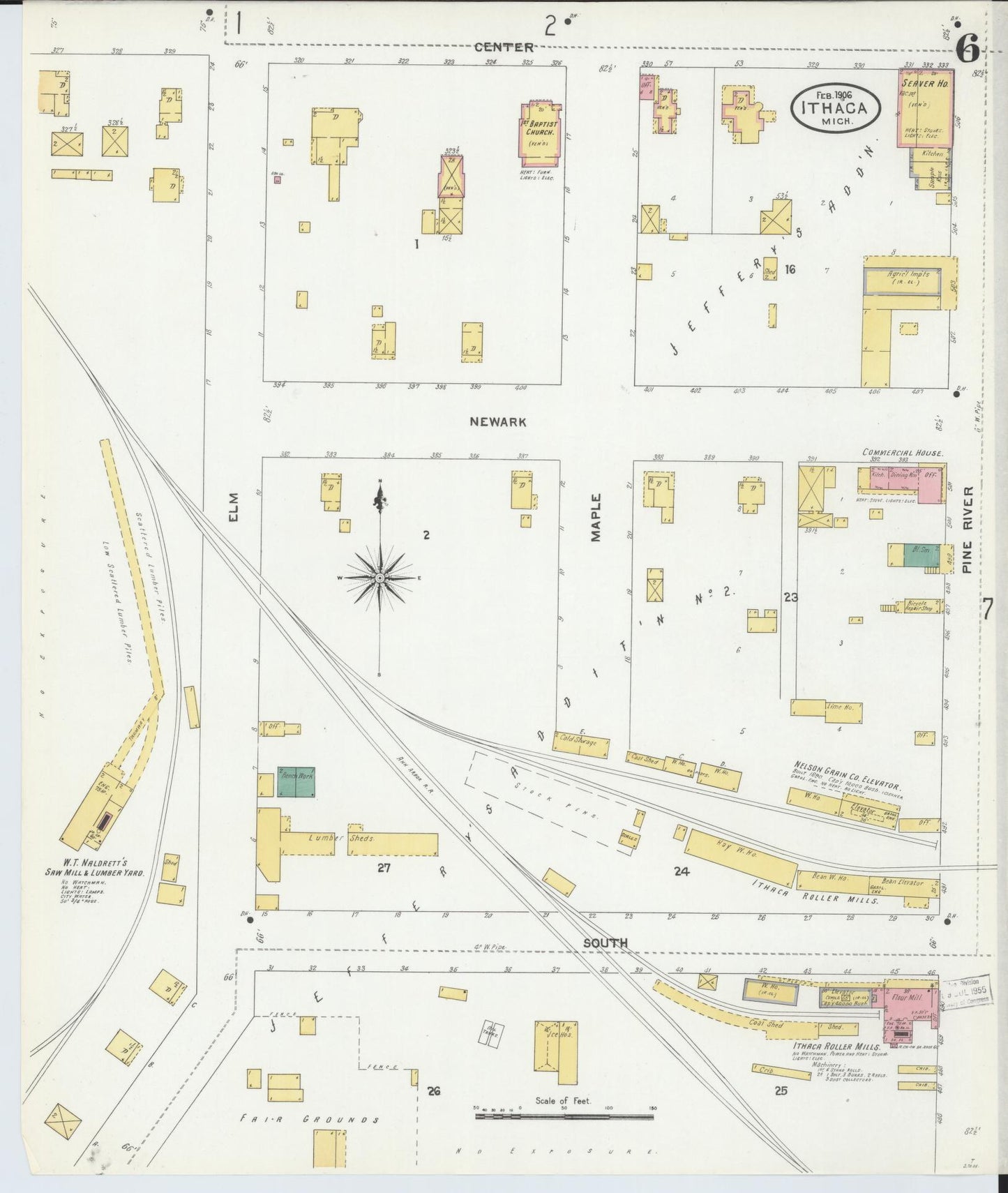 Sanborn Fire Insurance Map from Ithaca, Gratiot County, Michigan (1906), Sheet #0006 - Complete Map Set gallery image, historic Sanborn map, vintage wall art, Michigan Michigan