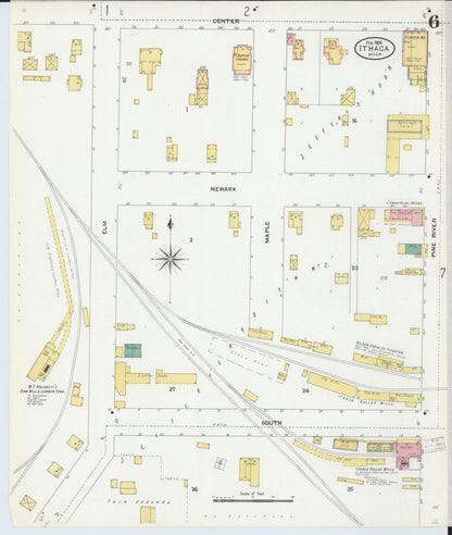 Sanborn Fire Insurance Map from Ithaca, Gratiot County, Michigan (1906), Sheet #0006 - Complete Map Set gallery image, historic Sanborn map, vintage wall art, Michigan Michigan