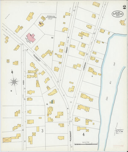 Sanborn Fire Insurance Map from Spencer, Worcester County, Massachusetts (1901), Sheet #0002 - Complete Map Set gallery image, historic Sanborn map, vintage wall art, Massachusetts Massachusetts
