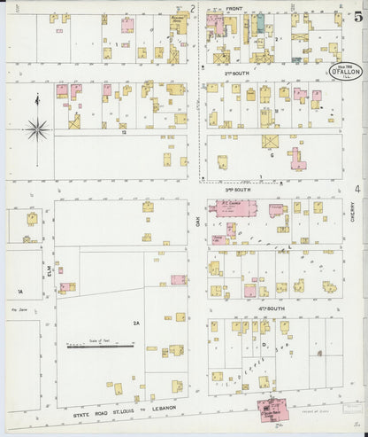 Sanborn Fire Insurance Map from O'Fallon, Saint Clair County, Illinois (1906), Sheet #0005 - Historic Sanborn Fire Insurance Map Print, vintage old map wall art, antique decor, genealogy gift, Illinois Illinois map