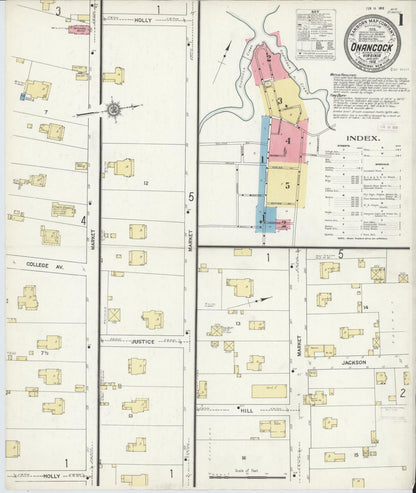 Sanborn Fire Insurance Map from Onancock, Accomack County, Virginia (1912), Sheet #0001 - Complete Map Set gallery image, historic Sanborn map, vintage wall art, Virginia Virginia