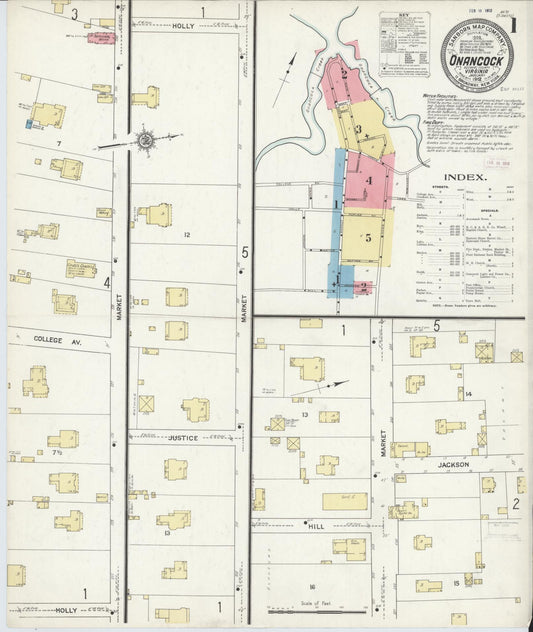 Sanborn Fire Insurance Map from Onancock, Accomack County, Virginia (1912), Sheet #0001 - Complete Map Set gallery image, historic Sanborn map, vintage wall art, Virginia Virginia