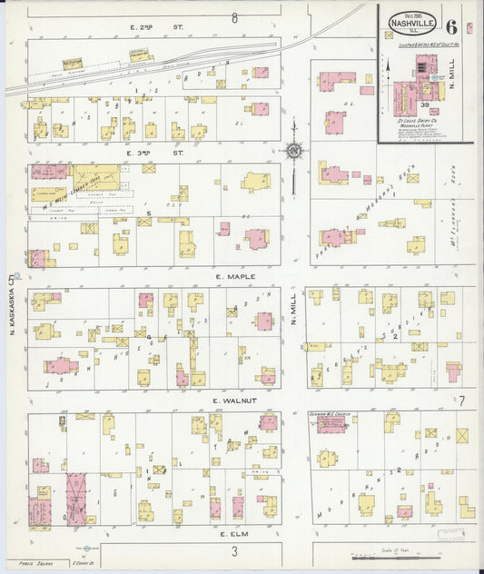 Sanborn Fire Insurance Map from Nashville, Washington County, Illinois (1915), Sheet #0006 - Historic Sanborn Fire Insurance Map Print, vintage old map wall art, antique decor, genealogy gift, Illinois Illinois map