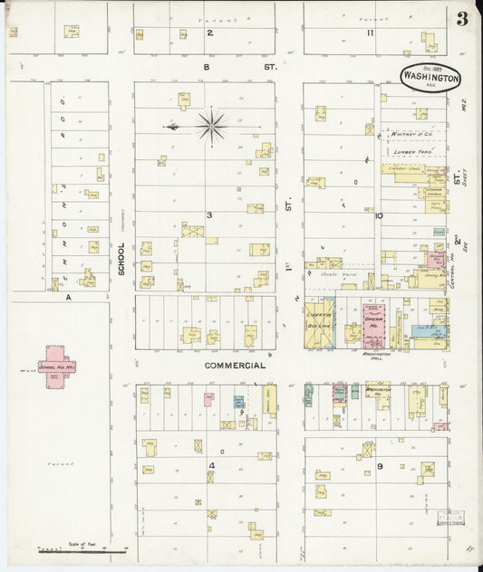 Sanborn Fire Insurance Map from Washington, Washington County, Kansas (1889), Sheet #0003 - Historic Sanborn Fire Insurance Map Print, vintage old map wall art, antique decor, genealogy gift, Sanborn Fire Insurance Map from Washington Washington map