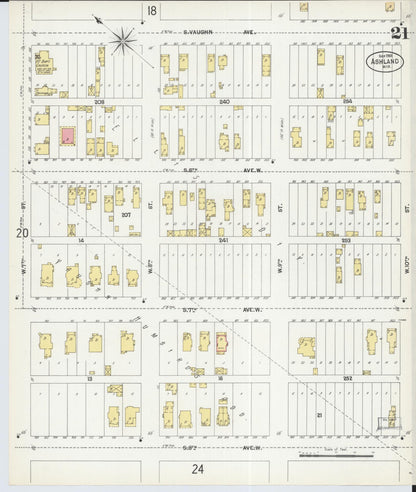 Sanborn Fire Insurance Map from Ashland, Ashland County, Wisconsin (1901), Sheet #0021 - Historic Sanborn Fire Insurance Map Print, vintage old map wall art, antique decor, genealogy gift, Wisconsin Wisconsin map