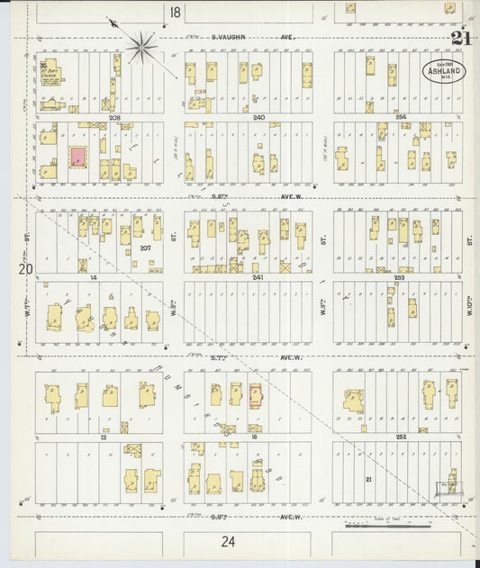 Sanborn Fire Insurance Map from Ashland, Ashland County, Wisconsin (1901), Sheet #0021 - Historic Sanborn Fire Insurance Map Print, vintage old map wall art, antique decor, genealogy gift, Wisconsin Wisconsin map