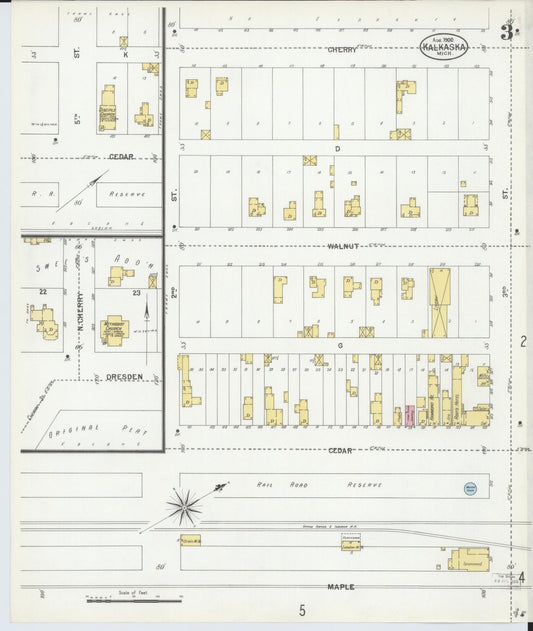 Sanborn Fire Insurance Map from Kalkaska, Kalkaska County, Michigan (1900), Sheet #0003 - Historic Sanborn Fire Insurance Map Print, vintage old map wall art, antique decor, genealogy gift, Michigan Michigan map