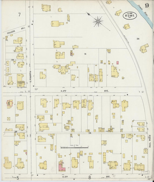 Sanborn Fire Insurance Map from Rome, Floyd County, Georgia (1898), Sheet #0009 - Historic Sanborn Fire Insurance Map Print, vintage old map wall art, antique decor, genealogy gift, Georgia Georgia map