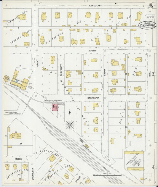 Sanborn Fire Insurance Map from Pinckneyville, Perry County, Illinois (1900), Sheet #0005 - Historic Sanborn Fire Insurance Map Print, vintage old map wall art, antique decor, genealogy gift, Illinois Illinois map