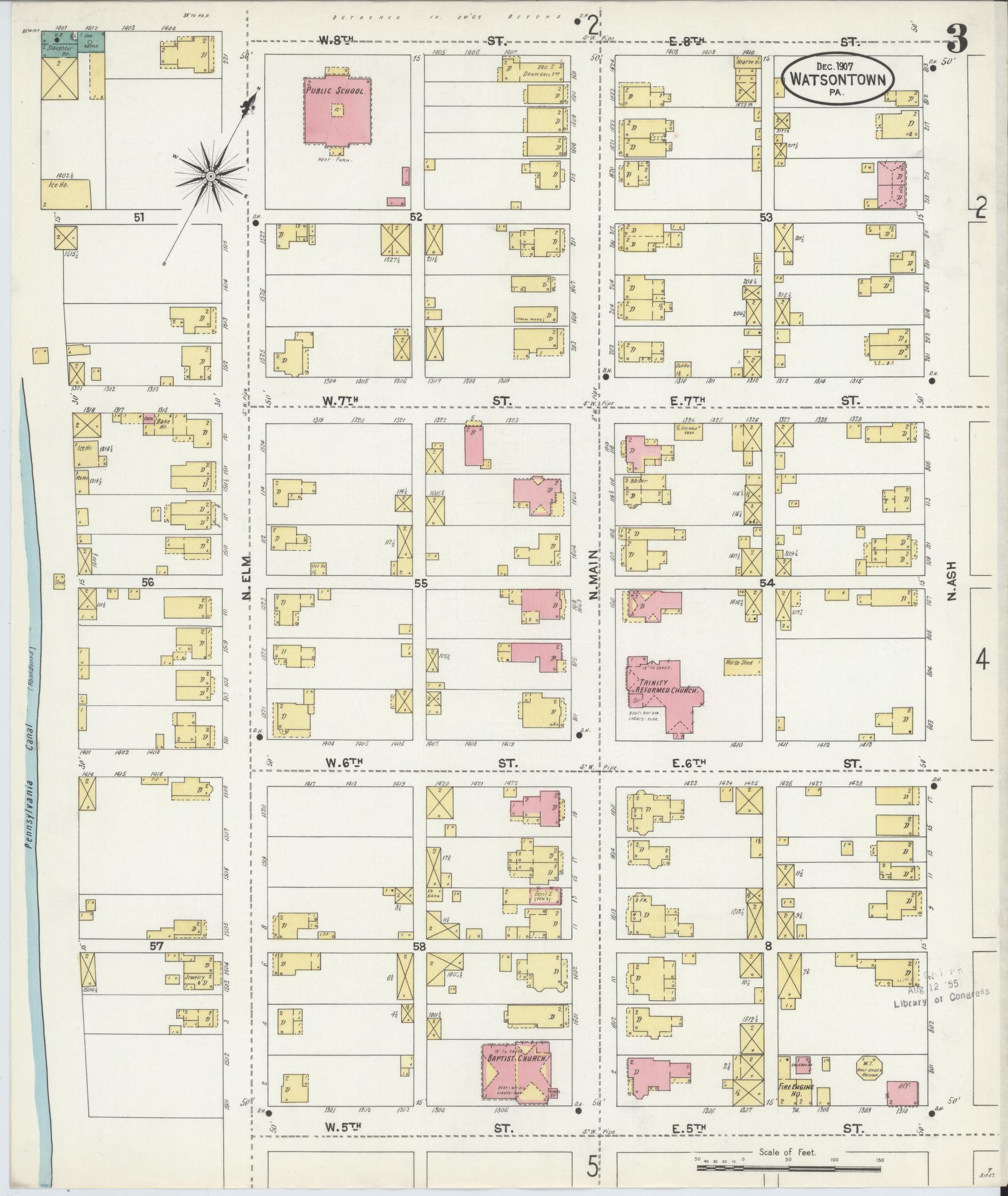 Sanborn Fire Insurance Map from Watsontown, Northumberland County, Pennsylvania (1906), Sheet #0003 - Complete Map Set gallery image, historic Sanborn map, vintage wall art, Pennsylvania Pennsylvania