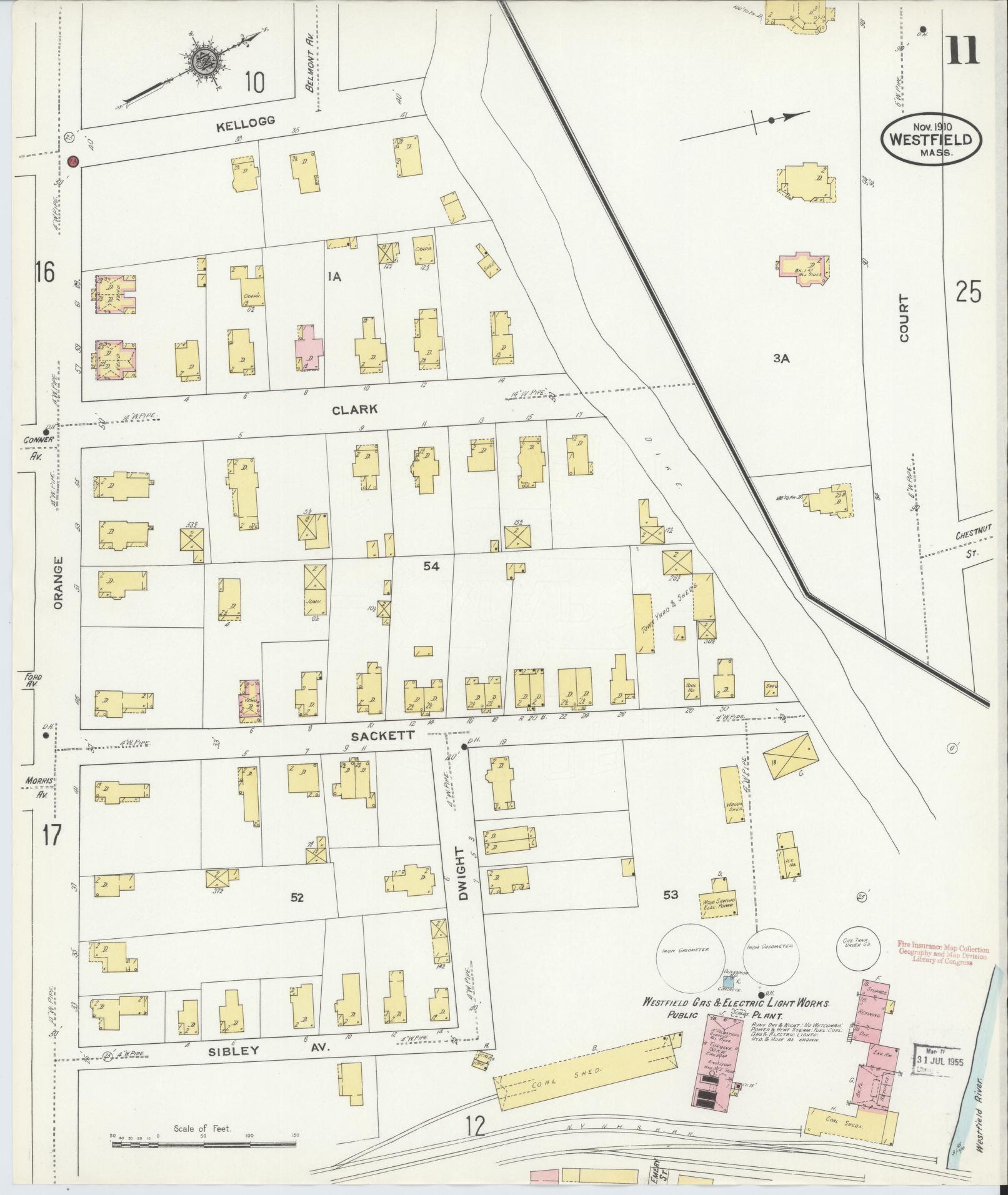 Sanborn Fire Insurance Map from Westfield, Hampden County, Massachusetts (1910), Sheet #0011 - Complete Map Set gallery image, historic Sanborn map, vintage wall art, Massachusetts Massachusetts