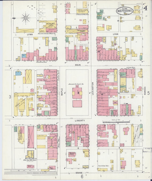 Sanborn Fire Insurance Map from Independence, Jackson County, Missouri (1898), Sheet #0004 - Historic Sanborn Fire Insurance Map Print, vintage old map wall art, antique decor, genealogy gift, Missouri Missouri map