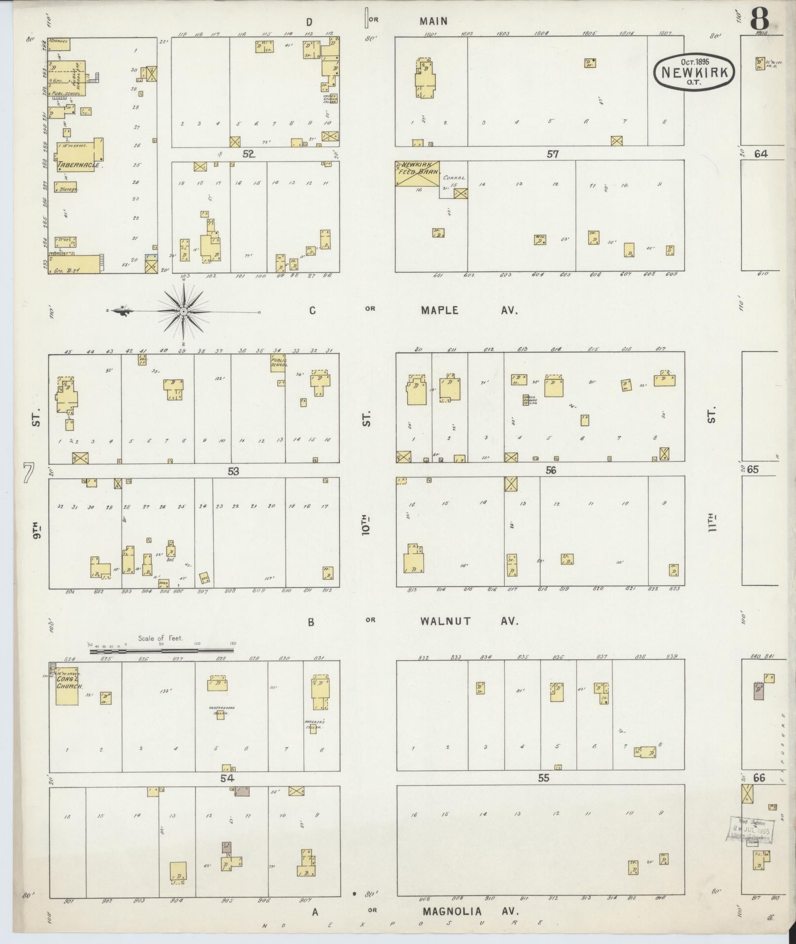 Sanborn Fire Insurance Map from Newkirk, Kay County, Oklahoma (1895), Sheet #0008 - Complete Map Set gallery image, historic Sanborn map, vintage wall art, Oklahoma Oklahoma