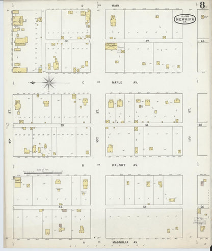 Sanborn Fire Insurance Map from Newkirk, Kay County, Oklahoma (1895), Sheet #0008 - Complete Map Set gallery image, historic Sanborn map, vintage wall art, Oklahoma Oklahoma
